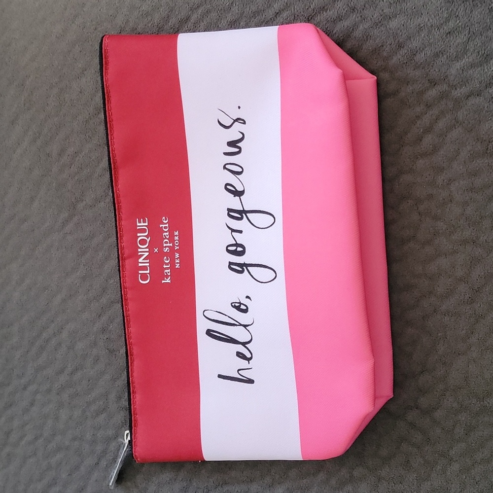 Clinique × Kate Spade 'hello gorgeous'  Striped Makeup Bag Cosmetic Pouch